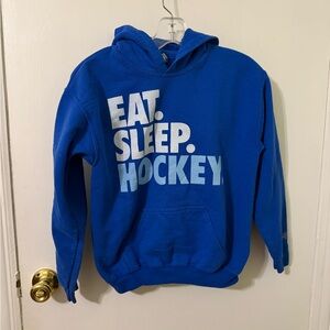 Gildan Blue Kids Hoodie - Eat. Sleep. Hockey.